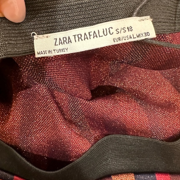 Zara metallic rose gold striped wrap pull on skirt nwt - Picture 10 of 11